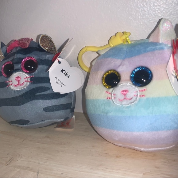 Lot of 2 Ty Squishy Beanies 3-inch Keychain Cats: Heather & Kiki NEW! - Picture 2 of 4